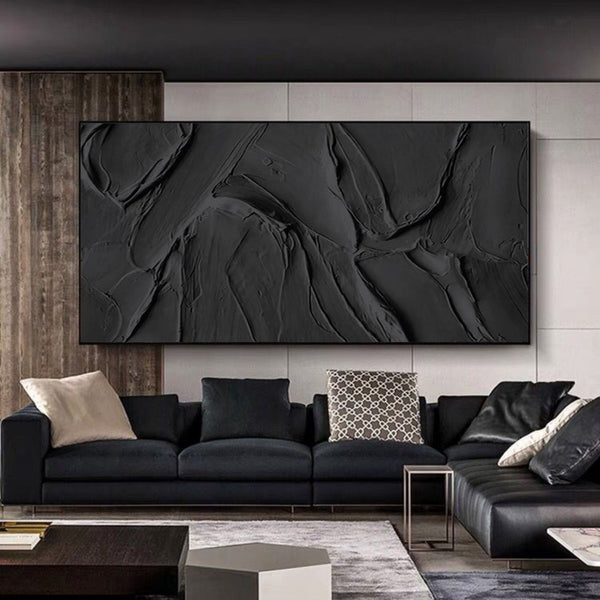 Minimalist Black Plaster Textured Painting
