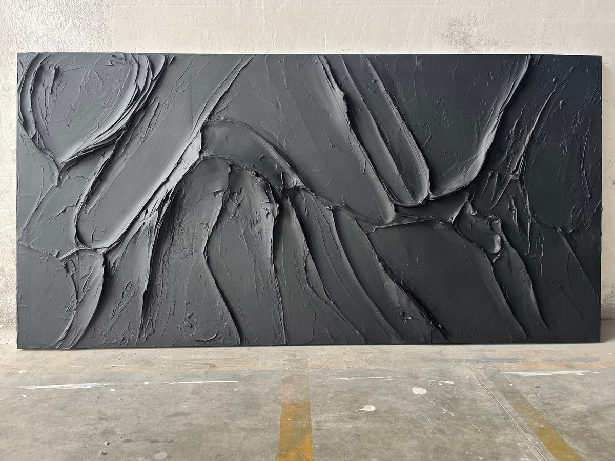 Minimalist Black Plaster Textured Painting