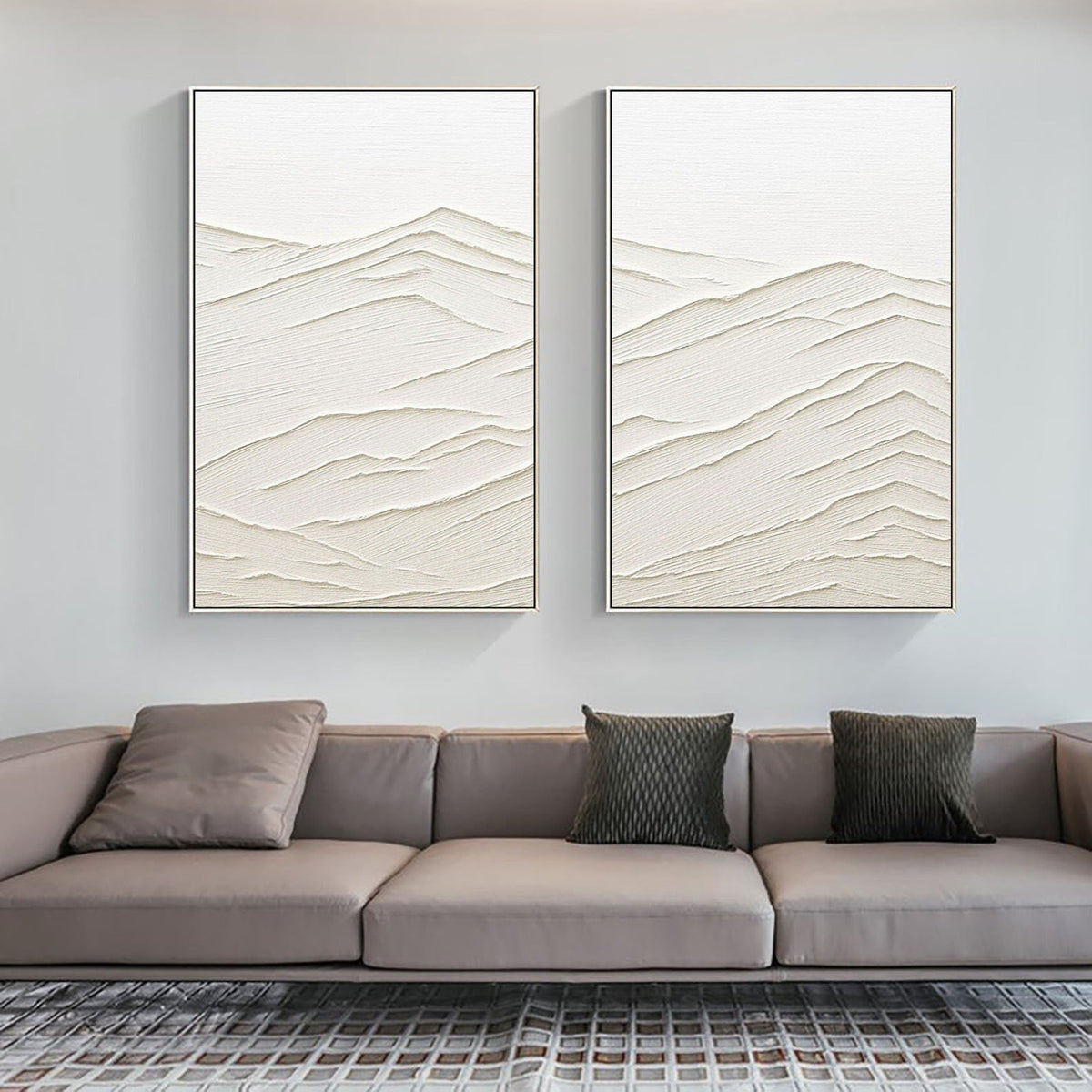 Set of 2 Minimalist Plaster Textured Canvas Paintings