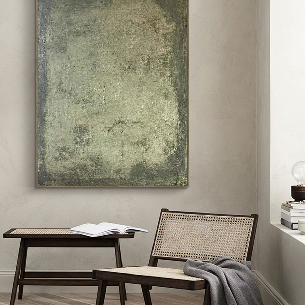 Organic Green Abstract Canvas Painting