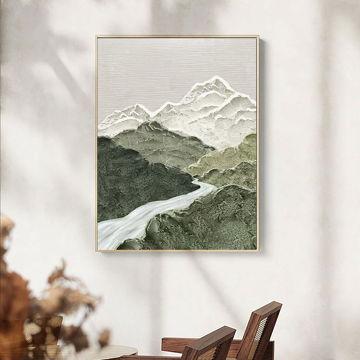 Abstract Canvas Painting in Blue and Green Tones