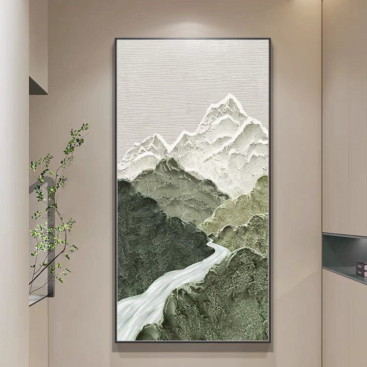 Abstract Canvas Painting in Blue and Green Tones