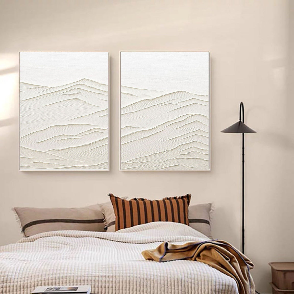 Set of 2 Minimalist Plaster Textured Canvas Paintings