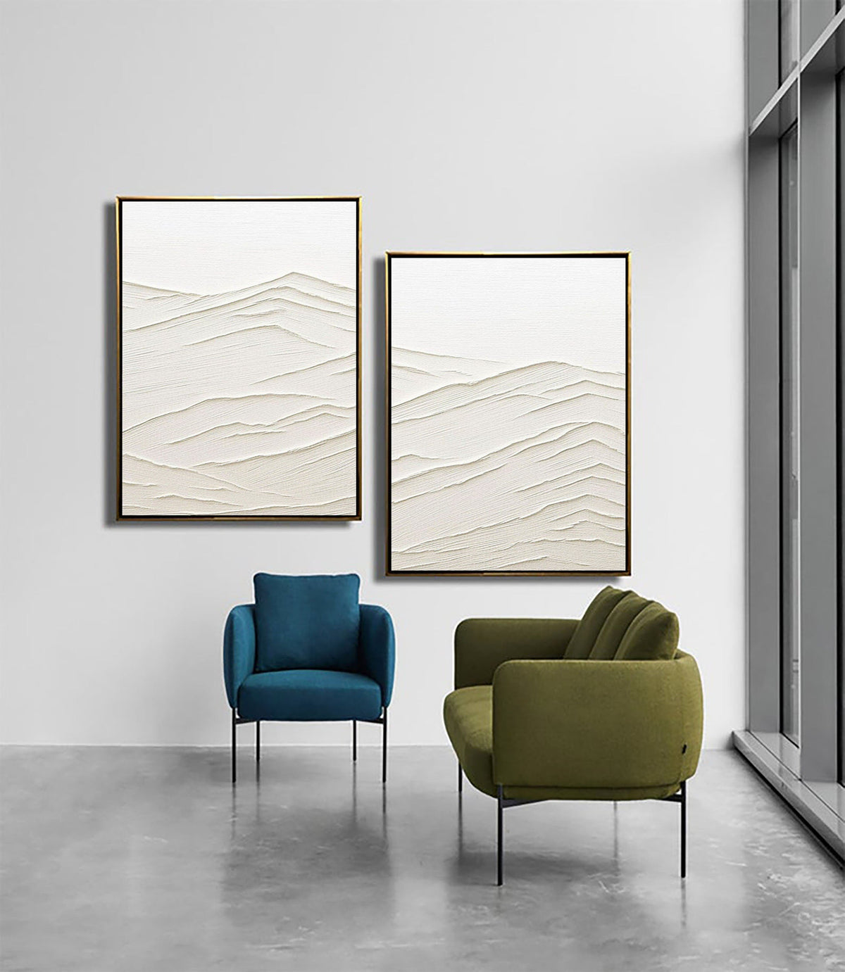Set of 2 Minimalist Plaster Textured Canvas Paintings