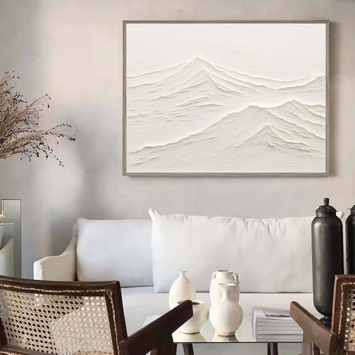 White Minimalist Textured Canvas Painting